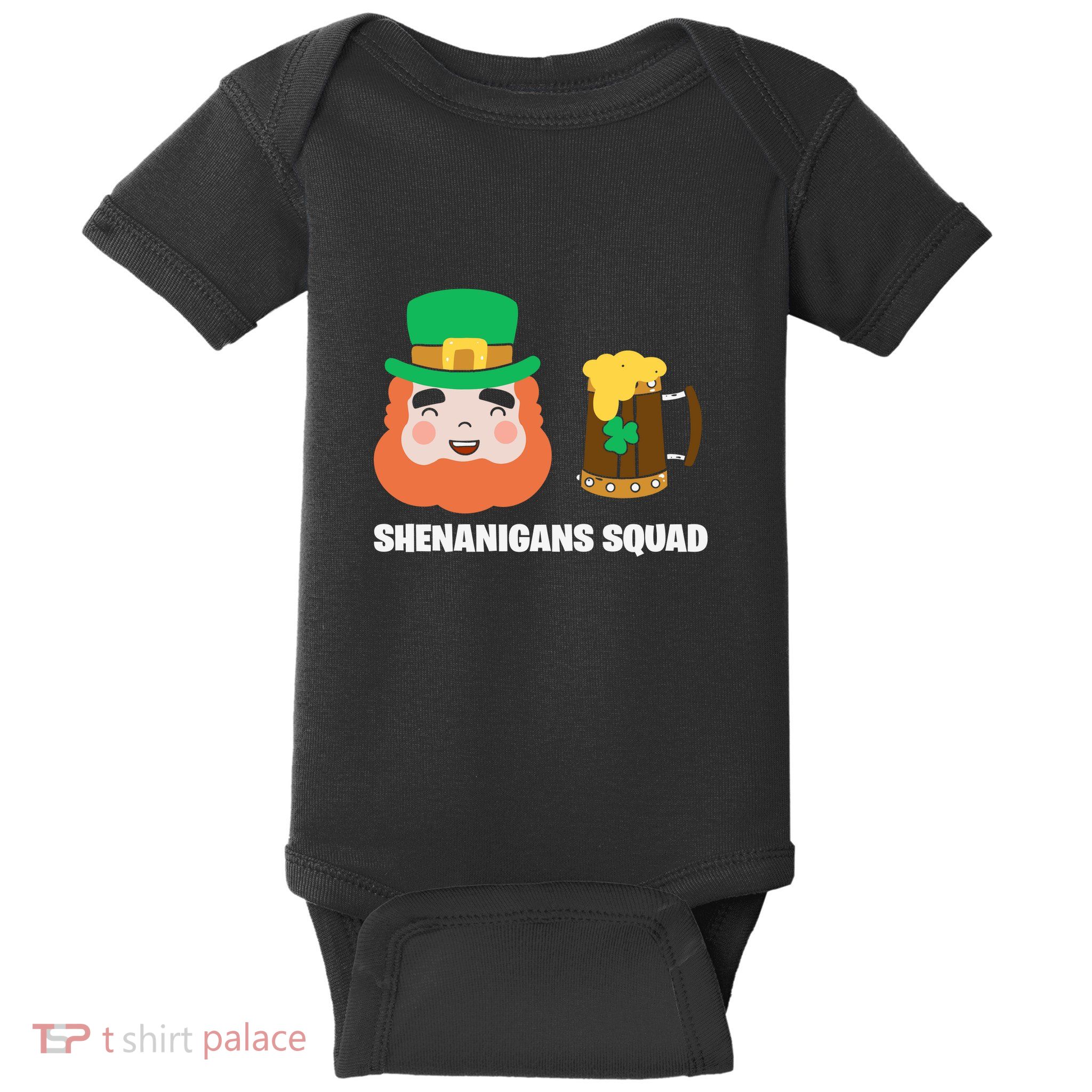 Shenanigans Squad Funny Irish St Patricks Day Shamrock Gifts Baby Bodysuit