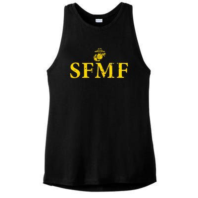 SFMF Semper Fi US Marines Ladies PosiCharge Tri-Blend Wicking Tank