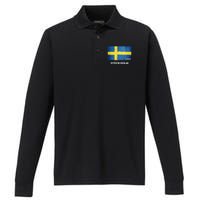 Stockholm Sweden Flag Stockholm Performance Long Sleeve Polo