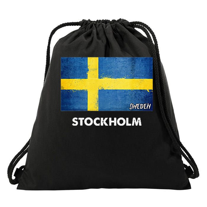 Stockholm Sweden Flag Stockholm Drawstring Bag