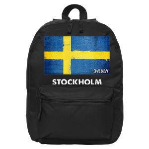 Stockholm Sweden Flag Stockholm 16 in Basic Backpack