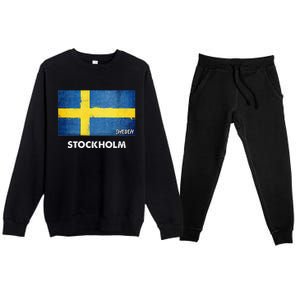 Stockholm Sweden Flag Stockholm Premium Crewneck Sweatsuit Set