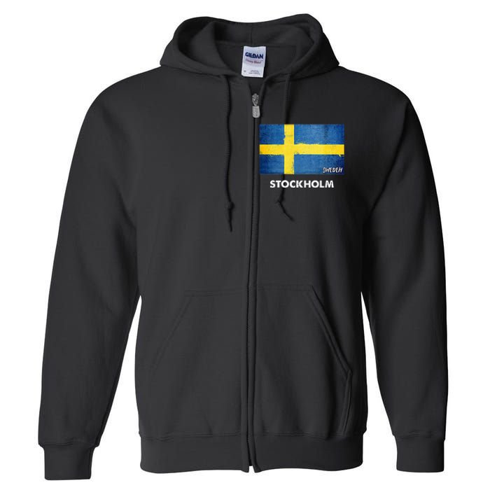 Stockholm Sweden Flag Stockholm Full Zip Hoodie