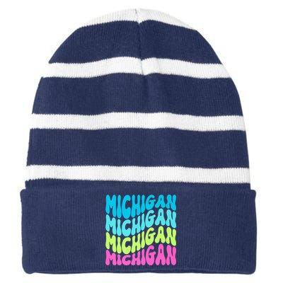 Show Support For Your State Striped Beanie with Solid Band