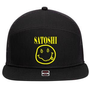 Satoshi Smile Face 7 Panel Mesh Trucker Snapback Hat