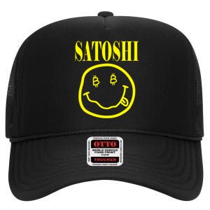 Satoshi Smile Face High Crown Mesh Back Trucker Hat