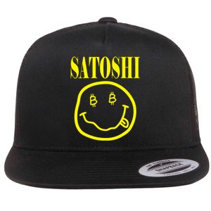 Satoshi Smile Face Flat Bill Trucker Hat