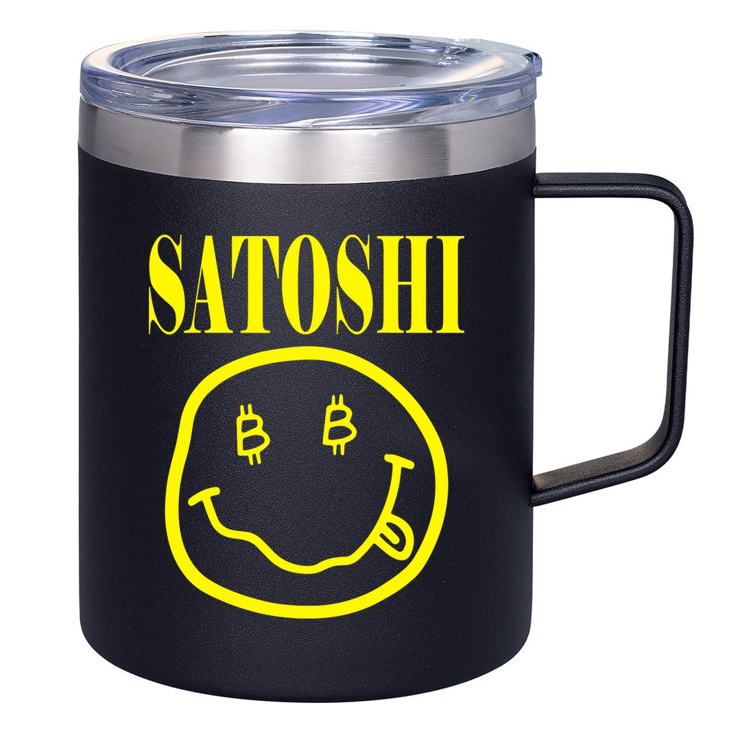 Satoshi Smile Face 12oz Stainless Steel Coffee Mug