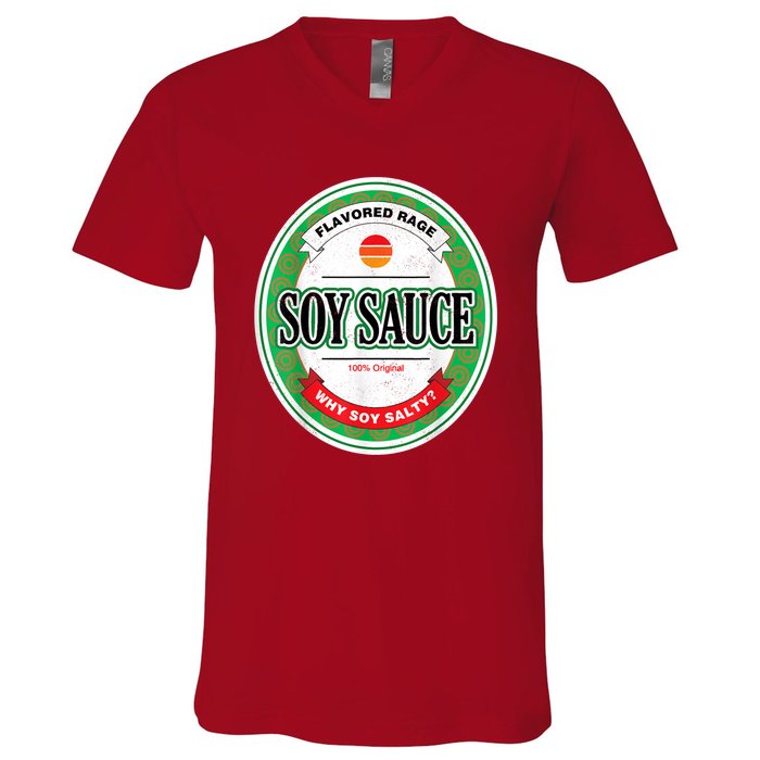 Soy Sauce Funny Costume Vegan Soy Sauce Funny Sushi Matching Group Halloween Cos V-Neck T-Shirt