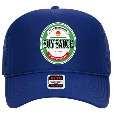 Soy Sauce Funny Costume Vegan Soy Sauce Funny Sushi Matching Group Halloween Cos High Crown Mesh Back Trucker Hat