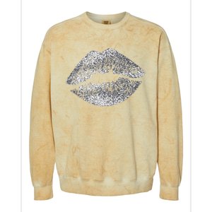 Sexy Silver Glitter Lips Kiss Me Love Makeup Lipstick Shirt Colorblast Crewneck Sweatshirt