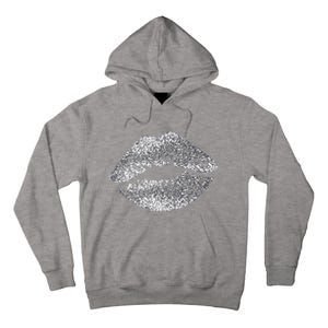 Sexy Silver Glitter Lips Kiss Me Love Makeup Lipstick Shirt Tall Hoodie