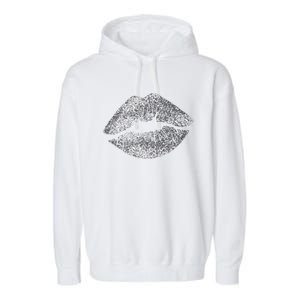 Sexy Silver Glitter Lips Kiss Me Love Makeup Lipstick Shirt Garment-Dyed Fleece Hoodie