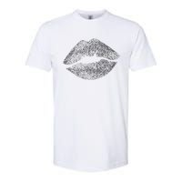 Sexy Silver Glitter Lips Kiss Me Love Makeup Lipstick Shirt Softstyle CVC T-Shirt