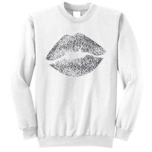 Sexy Silver Glitter Lips Kiss Me Love Makeup Lipstick Shirt Sweatshirt