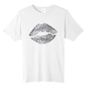 Sexy Silver Glitter Lips Kiss Me Love Makeup Lipstick Shirt Tall Fusion ChromaSoft Performance T-Shirt