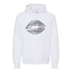 Sexy Silver Glitter Lips Kiss Me Love Makeup Lipstick Shirt Premium Hoodie