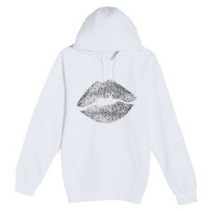 Sexy Silver Glitter Lips Kiss Me Love Makeup Lipstick Shirt Premium Pullover Hoodie