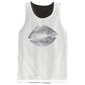 Sexy Silver Glitter Lips Kiss Me Love Makeup Lipstick Shirt Mesh Reversible Basketball Jersey Tank