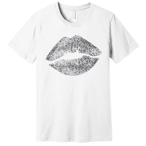 Sexy Silver Glitter Lips Kiss Me Love Makeup Lipstick Shirt Premium T-Shirt