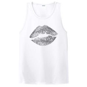 Sexy Silver Glitter Lips Kiss Me Love Makeup Lipstick Shirt PosiCharge Competitor Tank