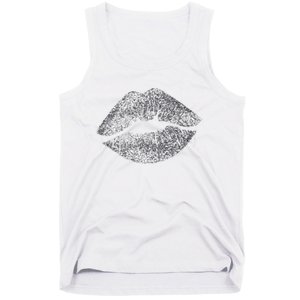 Sexy Silver Glitter Lips Kiss Me Love Makeup Lipstick Shirt Tank Top