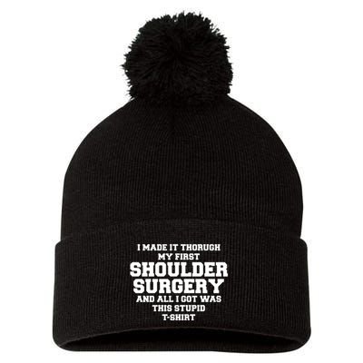 Shoulder Surgery Get Well Soon Recovery Pom Pom 12in Knit Beanie