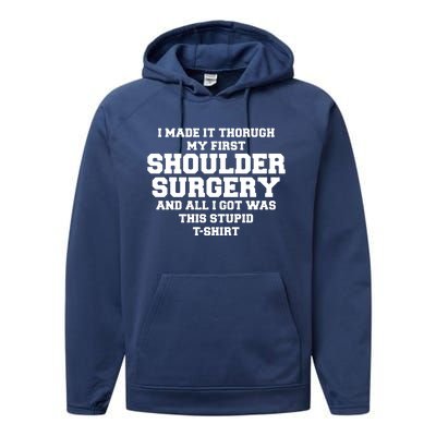 Shoulder Surgery Get Well Soon Recovery Performance Fleece Hoodie