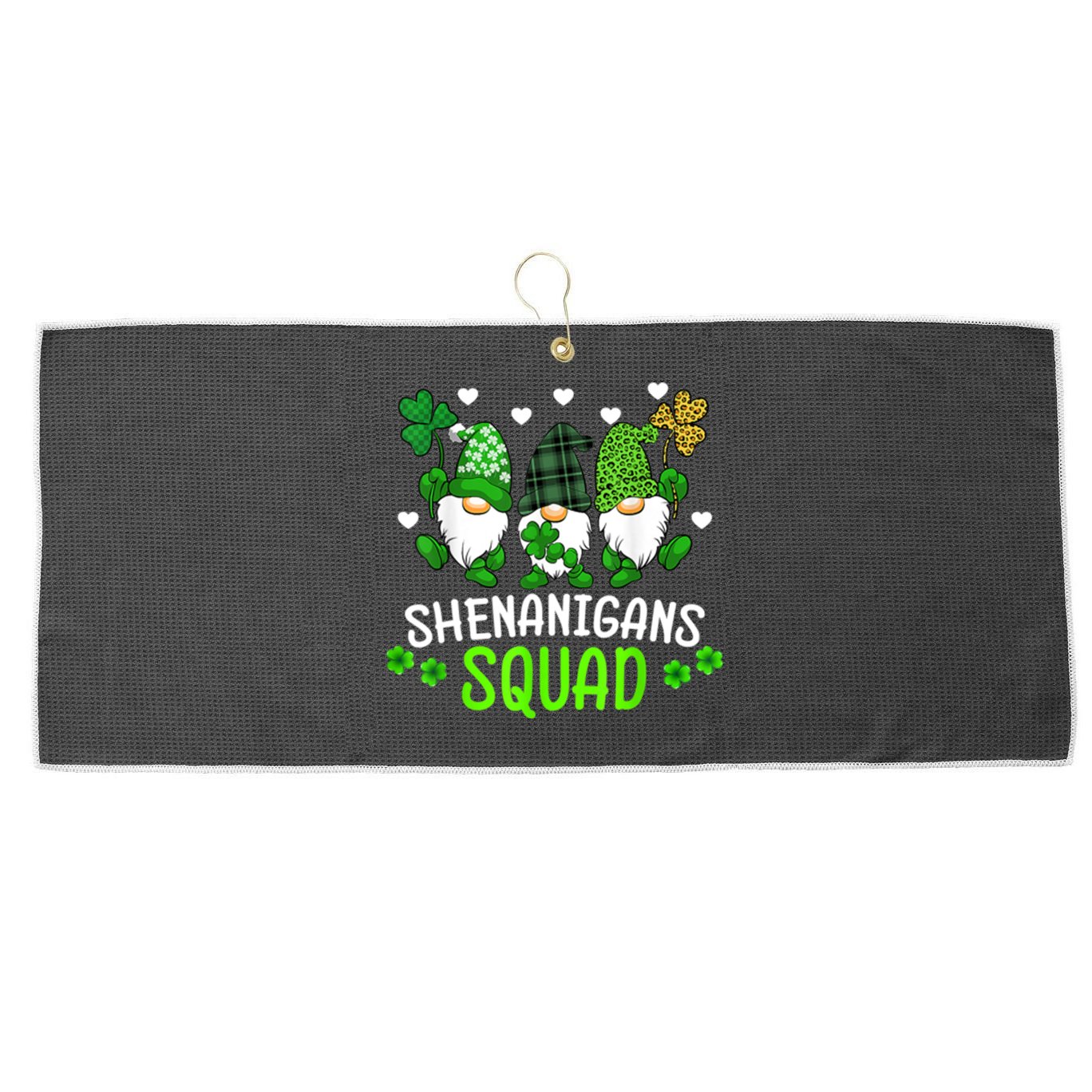 Shenanigans Squad Gnome St Patrick's Large Microfiber Waffle Golf Towel