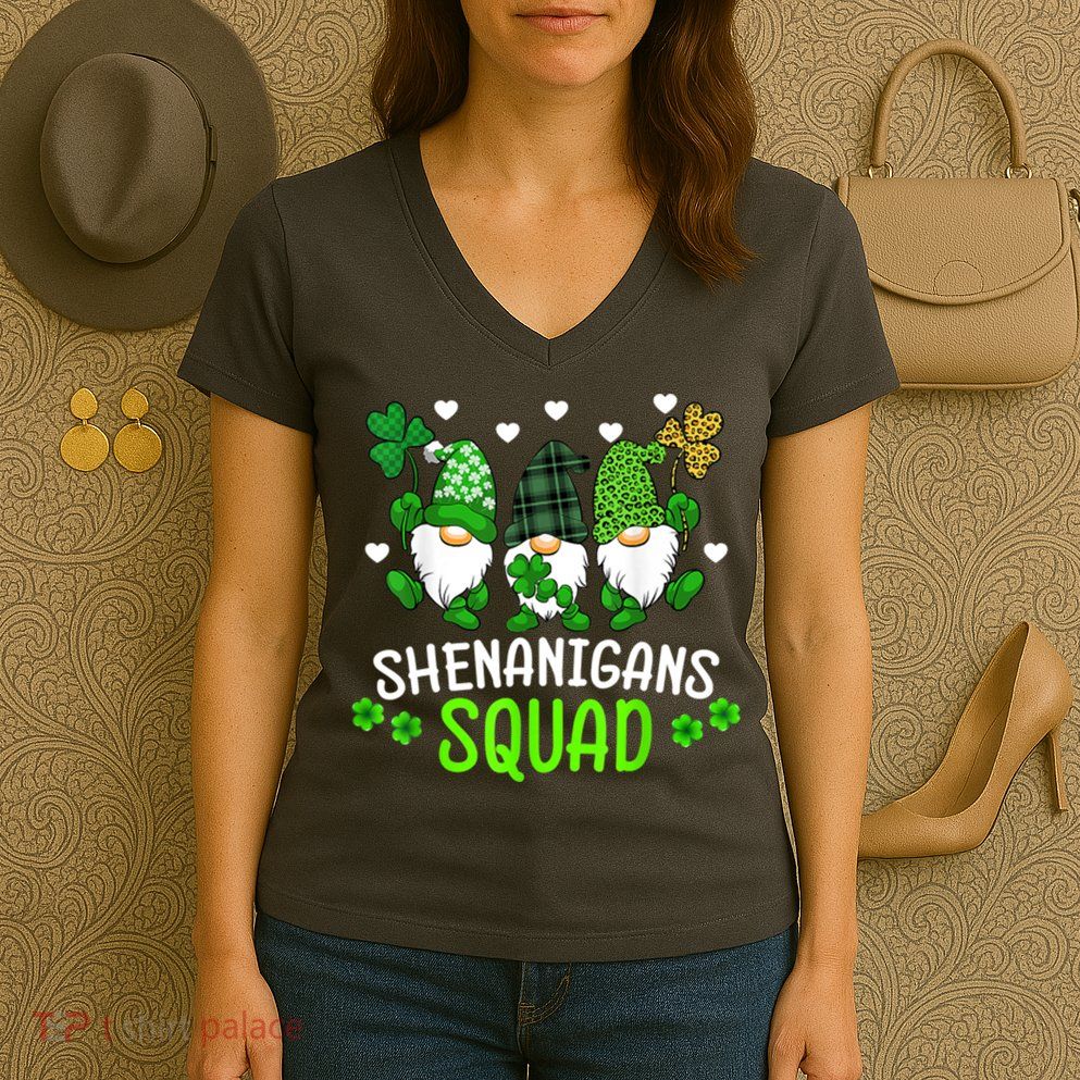 Shenanigans Squad Gnome St Patrick's Women's V-Neck T-Shirt