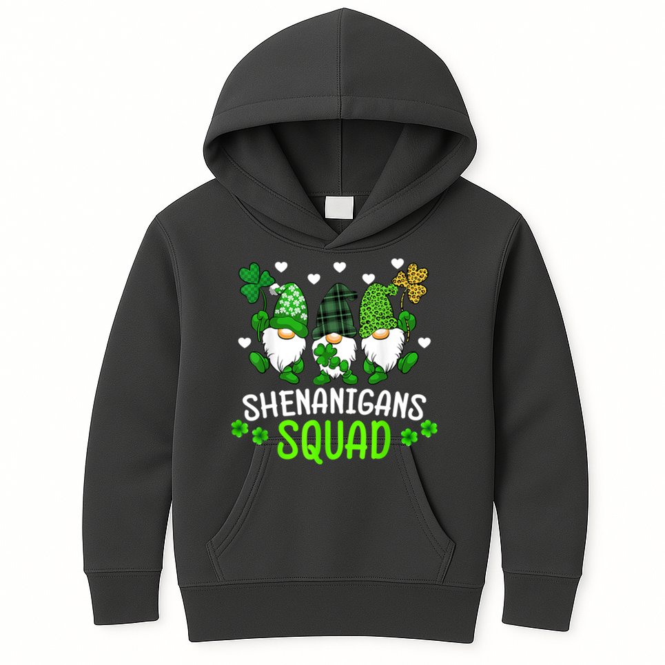 Shenanigans Squad Gnome St Patrick's Kids Hoodie