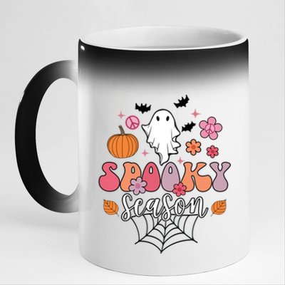 Spooky Season Groovy Ghost Halloween Scary Gift 11oz Black Color Changing Mug