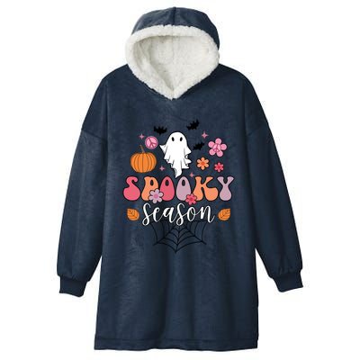 Spooky Season Groovy Ghost Halloween Scary Gift Hooded Wearable Blanket