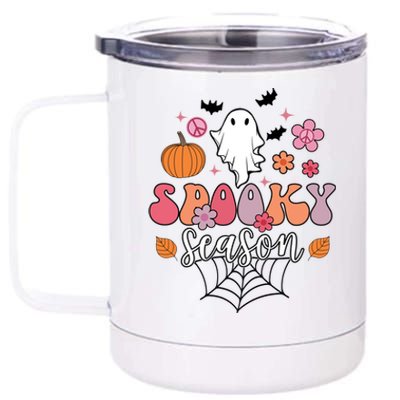 Spooky Season Groovy Ghost Halloween Scary Gift 12 oz Stainless Steel Tumbler Cup