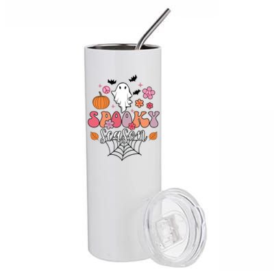 Spooky Season Groovy Ghost Halloween Scary Gift Stainless Steel Tumbler