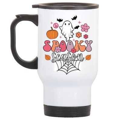 Spooky Season Groovy Ghost Halloween Scary Gift Stainless Steel Travel Mug