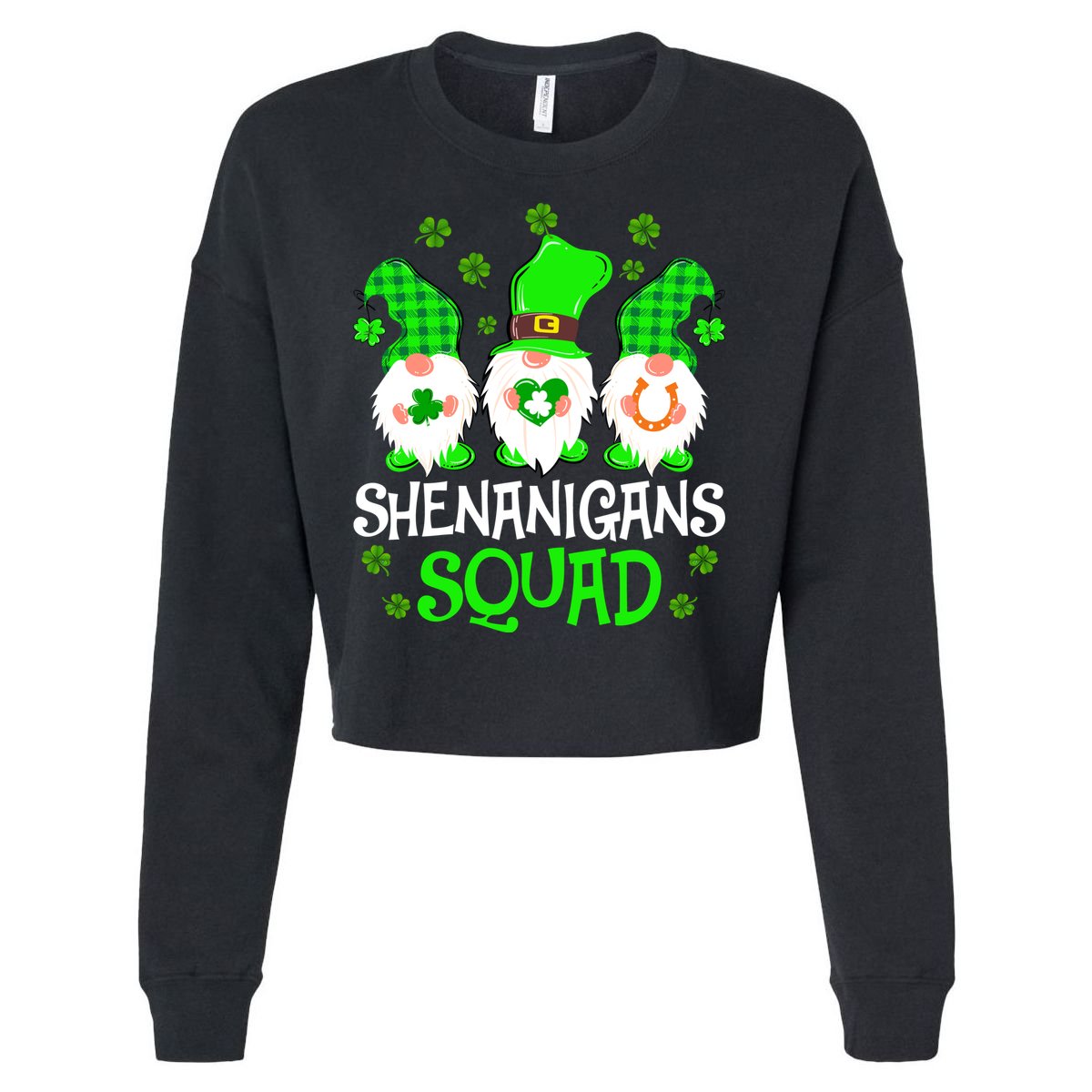 Shenanigans Squad Gnomies St Patrick's Day Cropped Pullover Crew