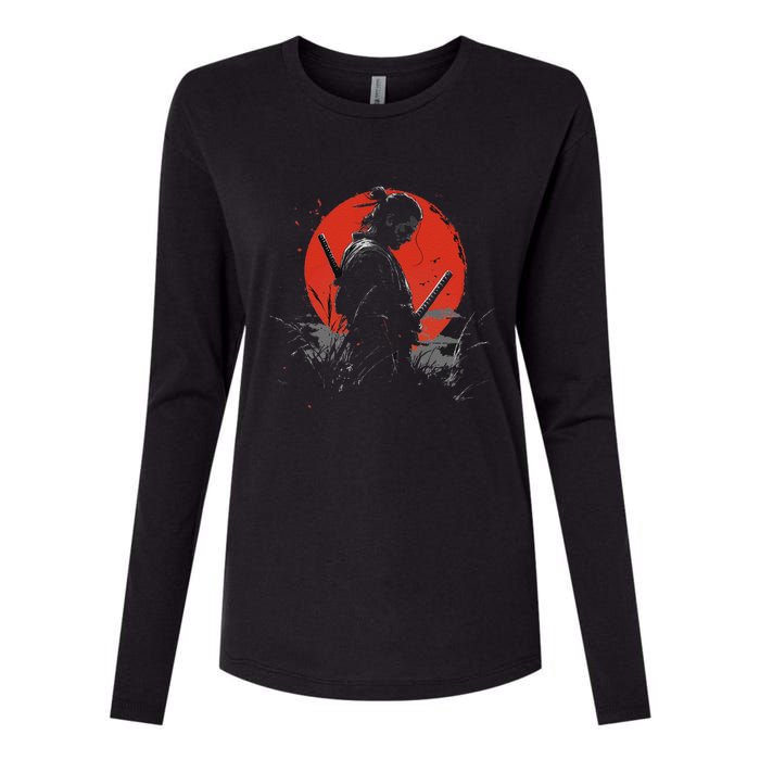 Samurai Spirit Graphic Modern WarriorS Womens Cotton Relaxed Long Sleeve T-Shirt