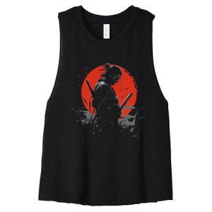 Samurai Spirit Graphic Modern WarriorS Women's Racerback Cropped Tank