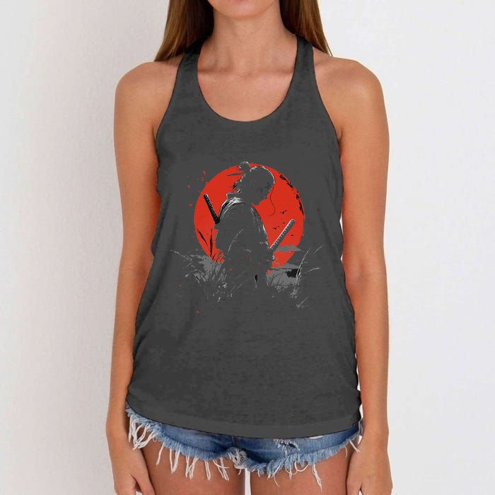 Samurai Spirit Graphic Modern WarriorS Women's Knotted Racerback Tank