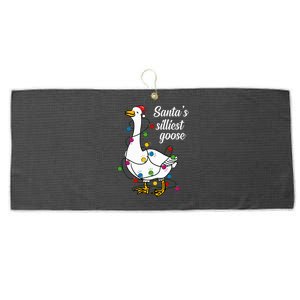 Santa’s silliest goose Funny Christmas Family Sweatshirt Large Microfiber Waffle Golf Towel