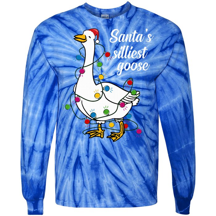 Santa’s silliest goose Funny Christmas Family Sweatshirt Tie-Dye Long Sleeve Shirt