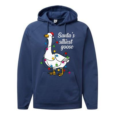 Santa’s silliest goose Funny Christmas Family Sweatshirt Performance Fleece Hoodie