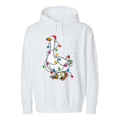 Santa’s silliest goose Funny Christmas Family Sweatshirt Garment-Dyed Fleece Hoodie