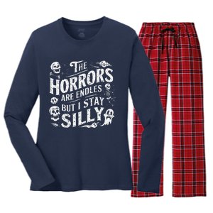 Stay Silly Goose Horrors Are Endless Funny Meme Women's Long Sleeve Flannel Pajama Set 