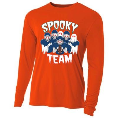 Scary Spooky Ghost Team Halloween American Football Gift Cooling Performance Long Sleeve Crew