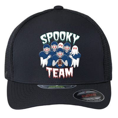 Scary Spooky Ghost Team Halloween American Football Gift Flexfit Unipanel Trucker Cap