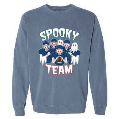 Scary Spooky Ghost Team Halloween American Football Gift Garment-Dyed Sweatshirt