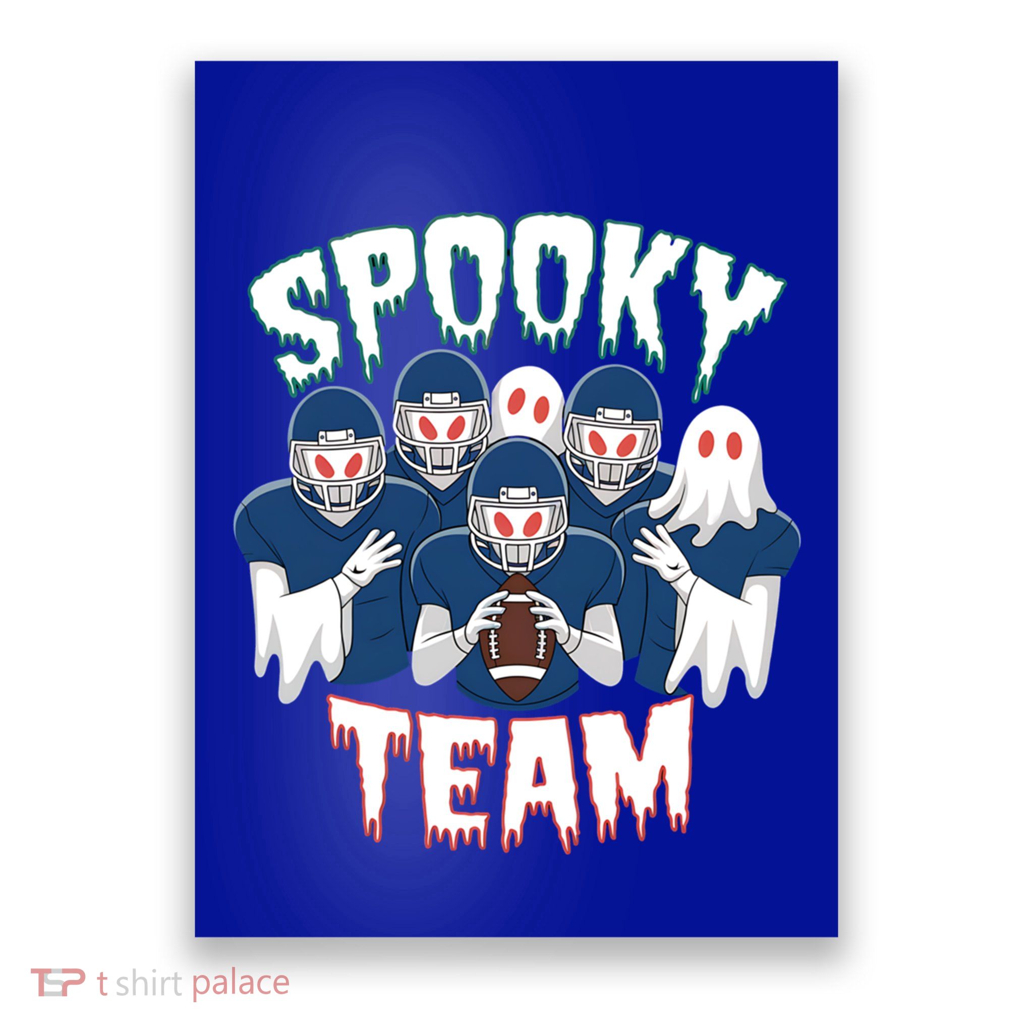 Scary Spooky Ghost Team Halloween American Football Gift Poster