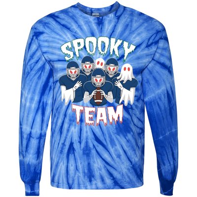 Scary Spooky Ghost Team Halloween American Football Gift Tie-Dye Long Sleeve Shirt